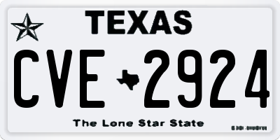 TX license plate CVE2924