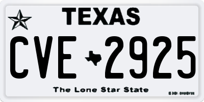 TX license plate CVE2925