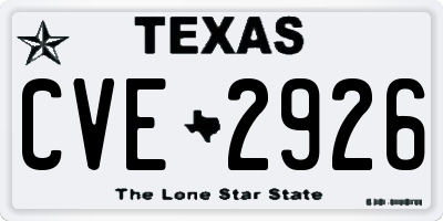 TX license plate CVE2926