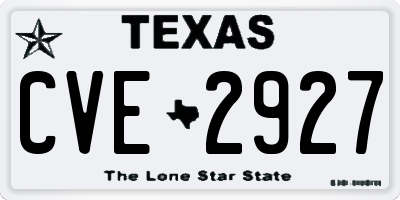 TX license plate CVE2927