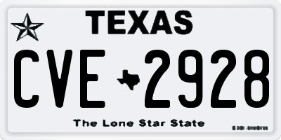 TX license plate CVE2928