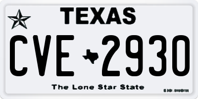 TX license plate CVE2930