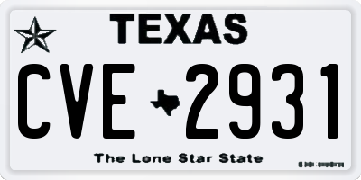 TX license plate CVE2931