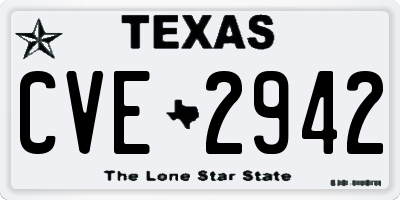 TX license plate CVE2942