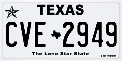 TX license plate CVE2949