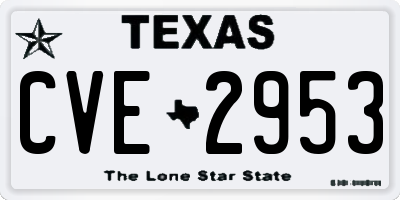 TX license plate CVE2953