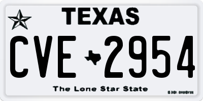 TX license plate CVE2954