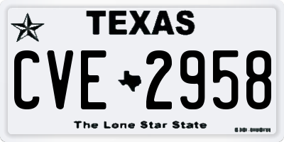 TX license plate CVE2958
