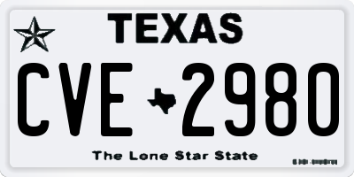 TX license plate CVE2980