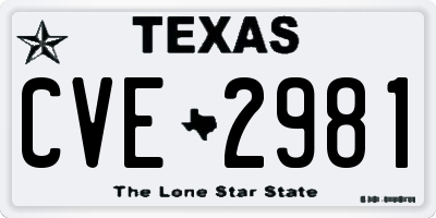 TX license plate CVE2981