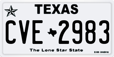 TX license plate CVE2983