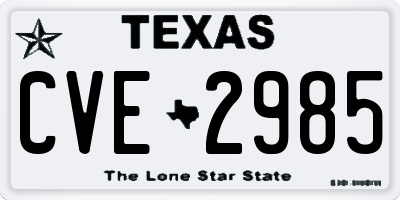TX license plate CVE2985