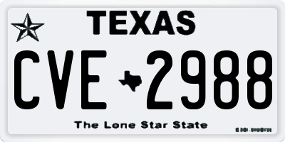 TX license plate CVE2988