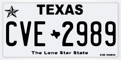 TX license plate CVE2989