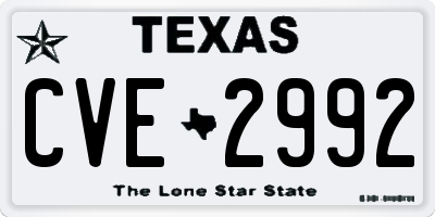 TX license plate CVE2992