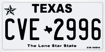 TX license plate CVE2996