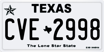 TX license plate CVE2998