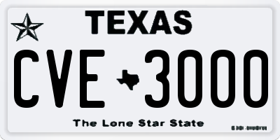 TX license plate CVE3000