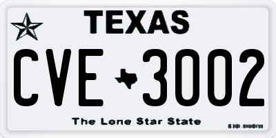TX license plate CVE3002