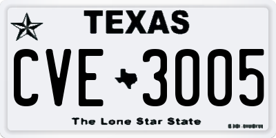 TX license plate CVE3005