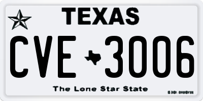 TX license plate CVE3006