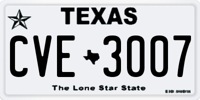 TX license plate CVE3007
