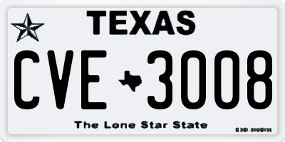 TX license plate CVE3008