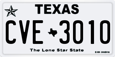 TX license plate CVE3010