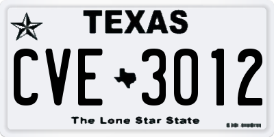 TX license plate CVE3012