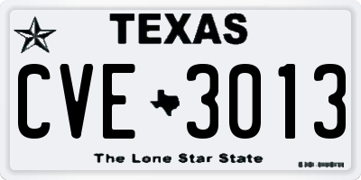 TX license plate CVE3013