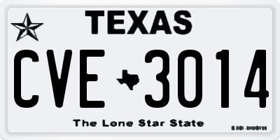 TX license plate CVE3014