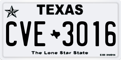 TX license plate CVE3016