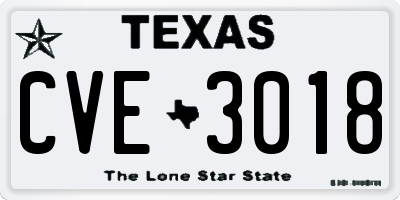 TX license plate CVE3018