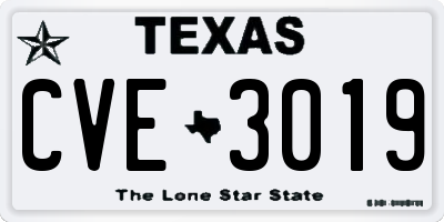 TX license plate CVE3019