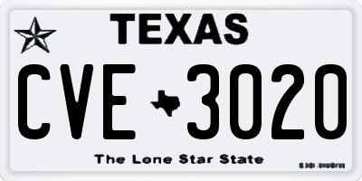 TX license plate CVE3020