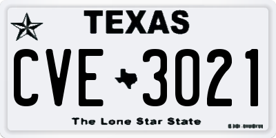 TX license plate CVE3021