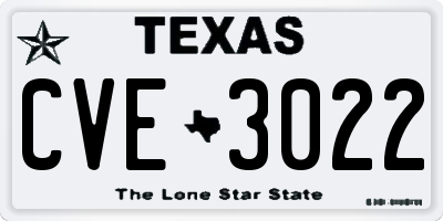 TX license plate CVE3022