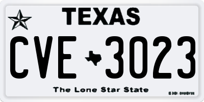 TX license plate CVE3023