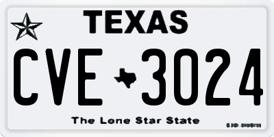 TX license plate CVE3024