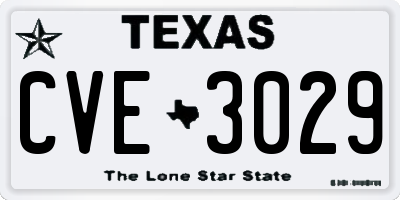 TX license plate CVE3029