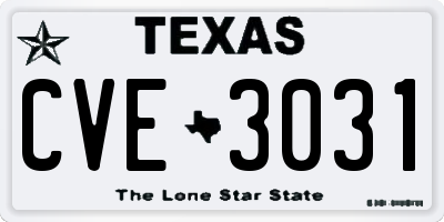 TX license plate CVE3031