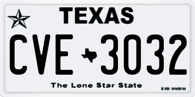 TX license plate CVE3032