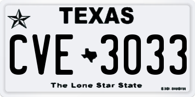 TX license plate CVE3033