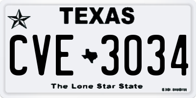 TX license plate CVE3034