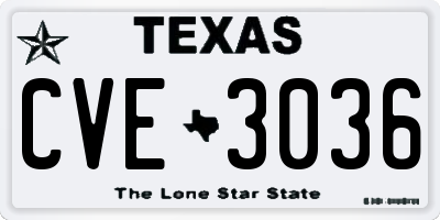 TX license plate CVE3036