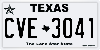 TX license plate CVE3041