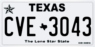 TX license plate CVE3043
