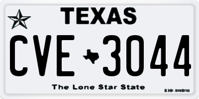 TX license plate CVE3044