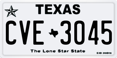 TX license plate CVE3045