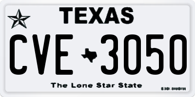 TX license plate CVE3050
